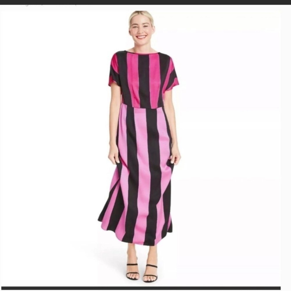 CHRISTOPHER JOHN ROGERS + Target ~ Pink & Black Striped Maxi Dress ~ Size 0 - Picture 7 of 16